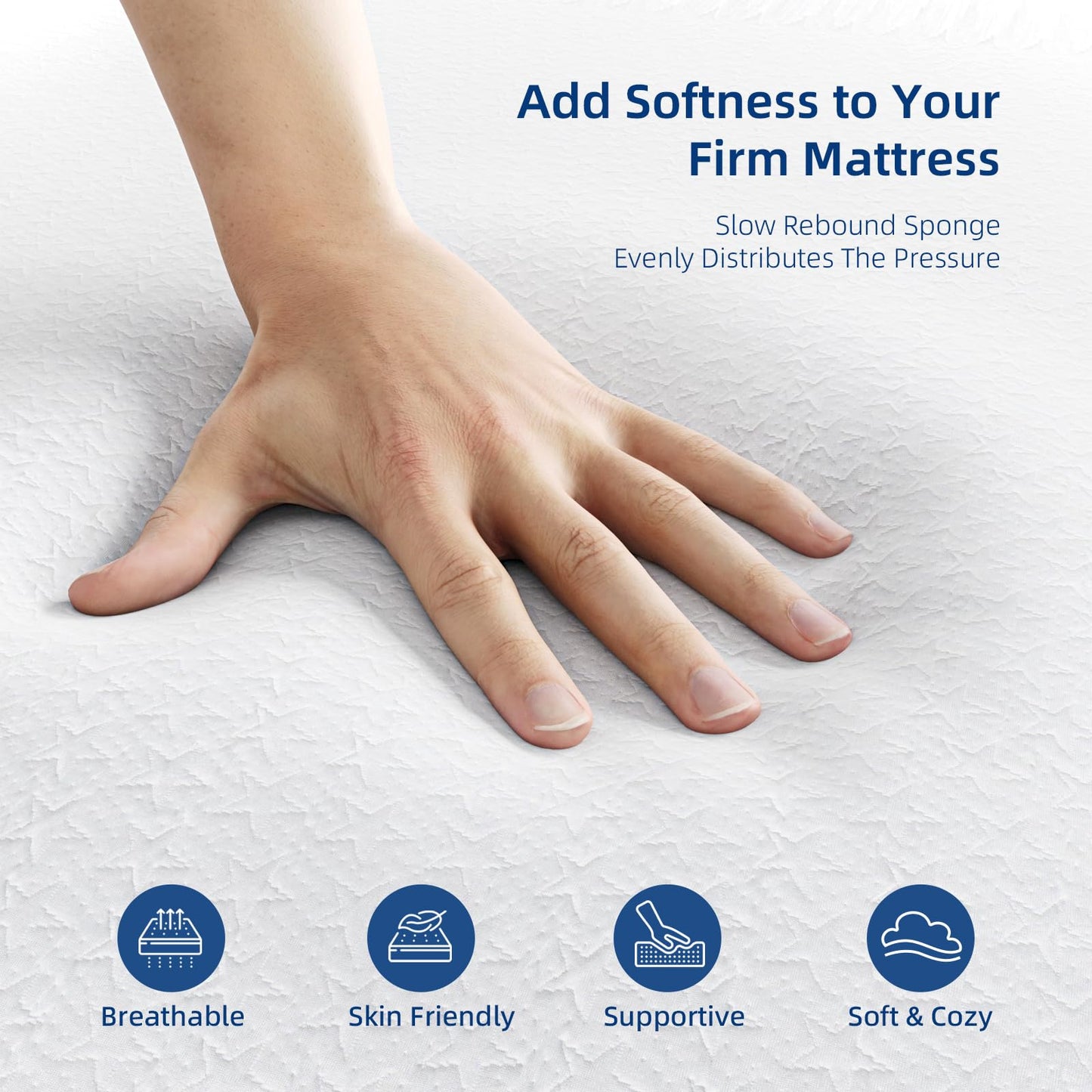 wowttrelax Memory Foam Mattress Topper Double Bed, 7cm Thick Orthopedic Cooling Double Mattress Topper for Back Pain Relief, Washable Cover with