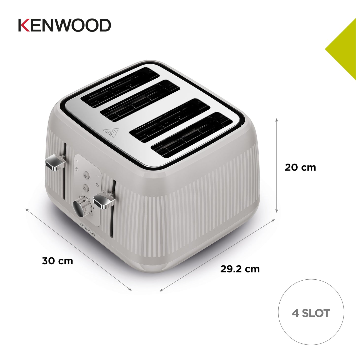Kenwood Dawn Toaster, 4 Slot Toaster, Reheat, 5 Browning Settings, Defrost and Cancel Functions, Pull Crumb Tray, TFP09.000CR, 1800W, Oatmeal Cream