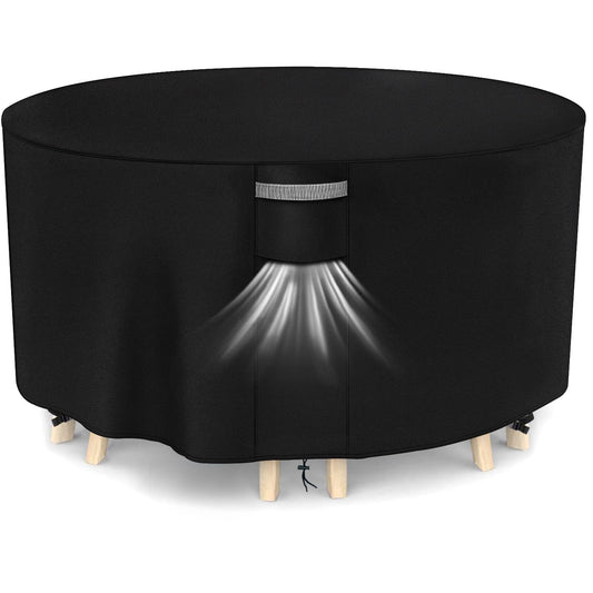 Dokon Garden Furniture Covers Waterproof, Garden Table Cover with Air Vent, Heavy Duty 420D Oxford Fabric Windproof Anti-UV Outdoor Table and Chairs