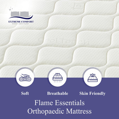eXtreme comfort ltd Flame Essentials Orthopaedic Small Single Mattress 2’6FT (75x190cm) | Firm Support Foam | Maximum Value All-Foam | 14cm Deep