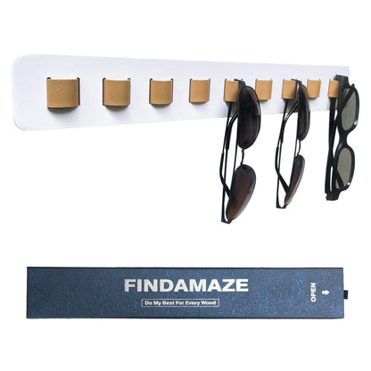FINDAMAZE Sunglasses Organizer Wood Sunglasses Holder Wall Mounted Sunglasses Rack/Sunglasses Stand Sunglasses Display for Men or Women,Home Decor