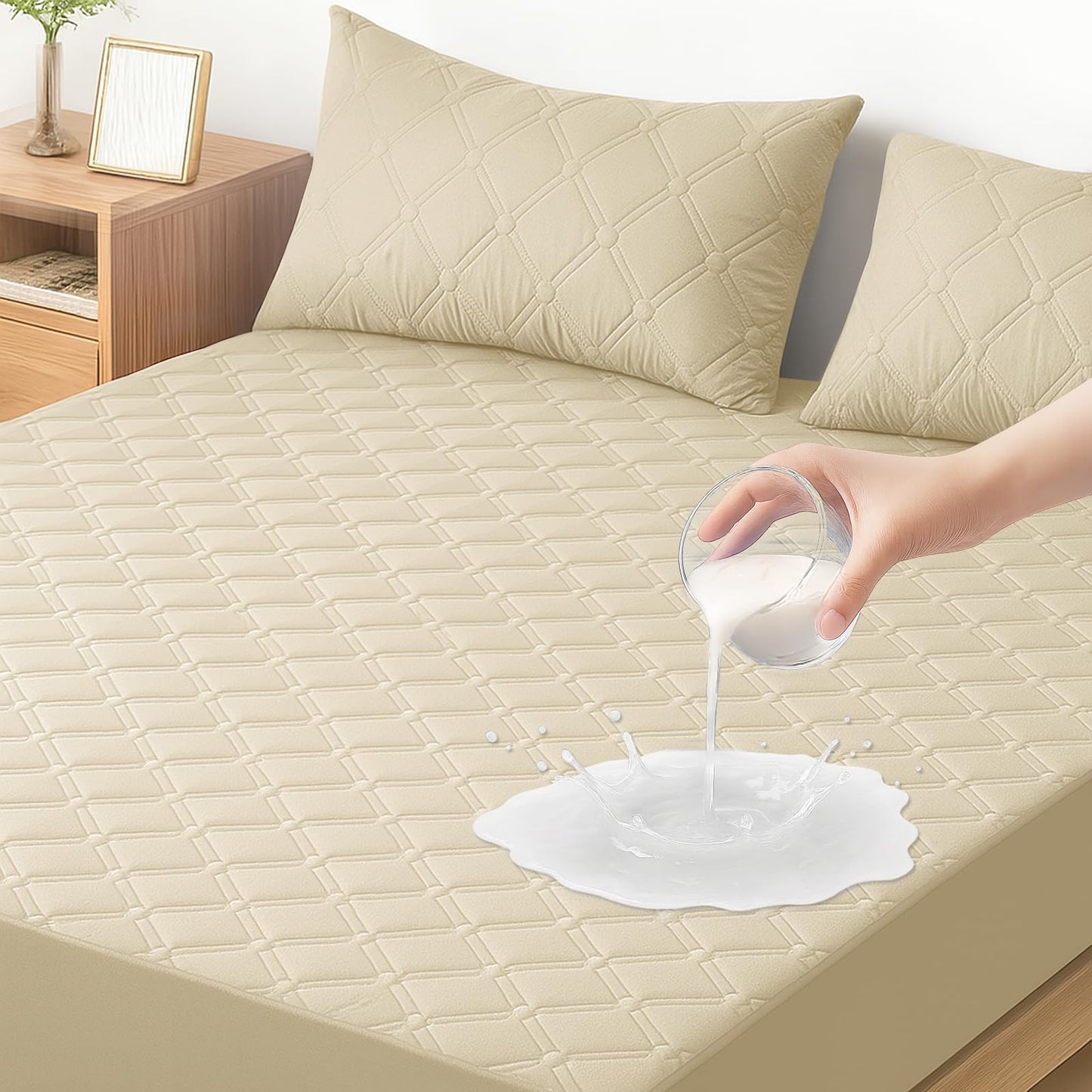 Ystyle Fitted Sheet 90 x 190 cm, Microfibre, Fitted Sheet - Mattress Height up to 30 cm, Khaki