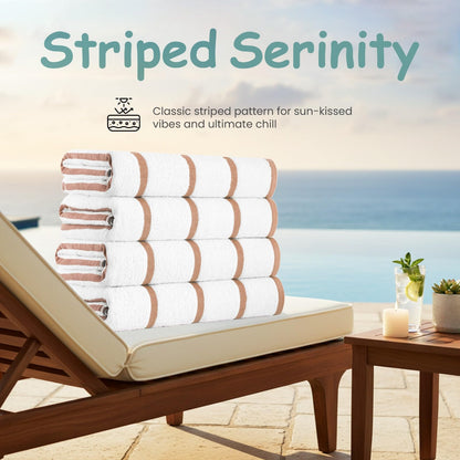 CASA COPENHAGEN Cabana Pool 4-piece set of large bath towels, 76x152 cm, 550 GSM, designed in Denmark, made from soft Egyptian cotton for bathroom