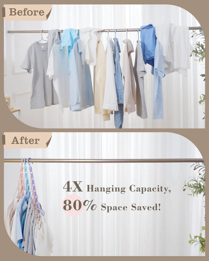 Latoxcaa Space Saving Hangers for Clothes, 8 Pcs Magic Hangers with 6 Holes & 360° Swivel, Wardrobe Organiser Hanger Hooks, Sturdy for Heavy Clothes