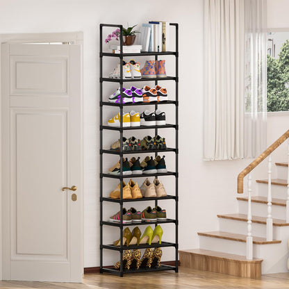 OYREL Shoe Rack, 10 Tier Tall Sturdy Metal Shoe Storage Organizer Black