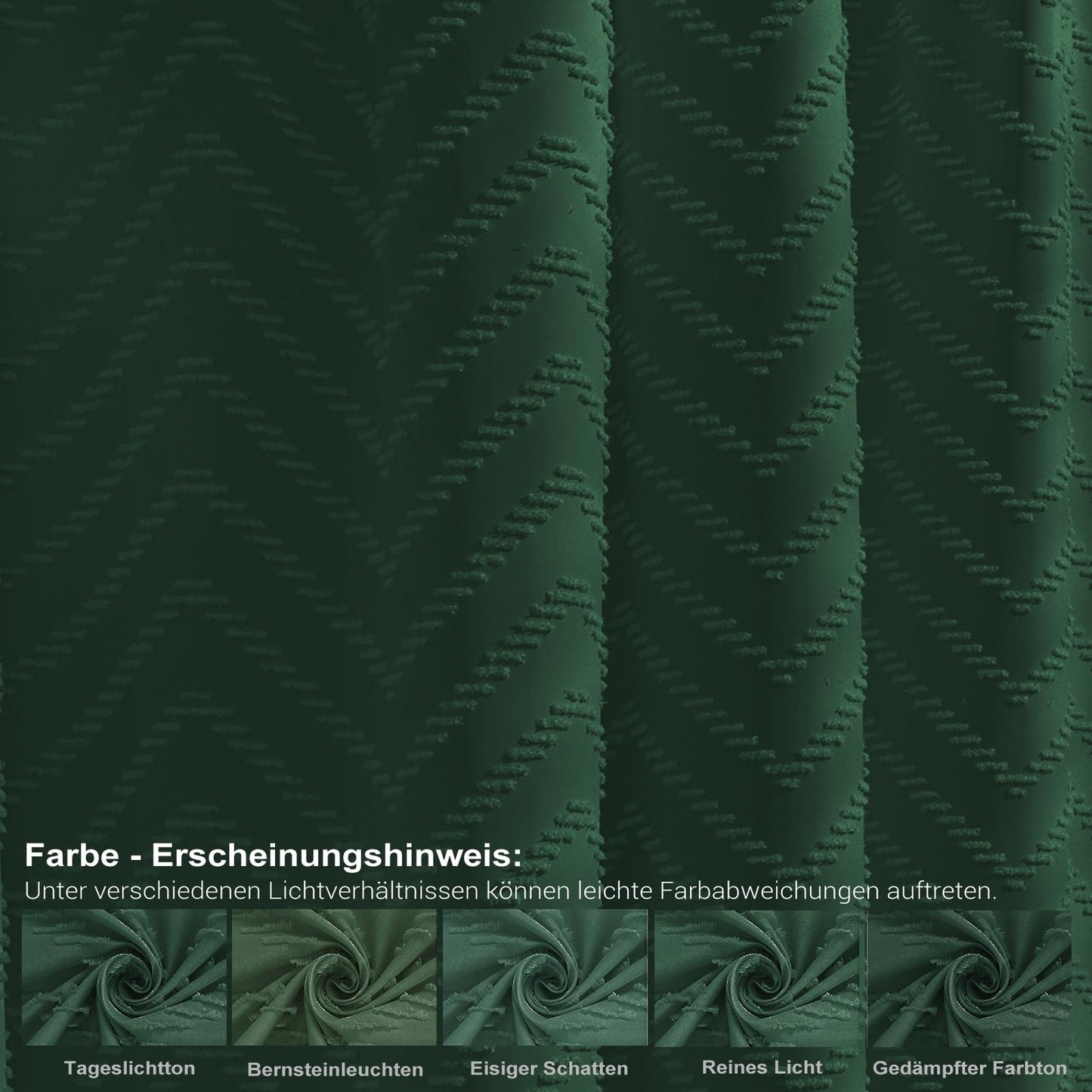 BTTN Long Boho Tufted Chevron Shower Curtain, 183x201, Emerald Green