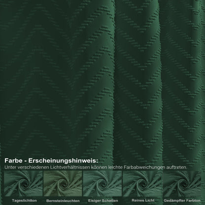 BTTN Long Boho Tufted Chevron Shower Curtain, 183x201, Emerald Green