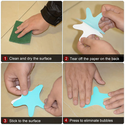 sourcing map 12pcs Non Slip Bathtub Stickers Bath Shower Floor 3.86" Anti-Slip Sticker Tape Starfish Style Decals for Bathroom Kitchen Bathtub Treads