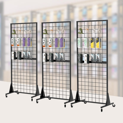DEYEGELEA Gridwall Panel Display Stands, 2'x5.5' Ft, Heavy-Duty Floorstanding Retail Display Rack with Triangle-Base for Retail Art Fair Show