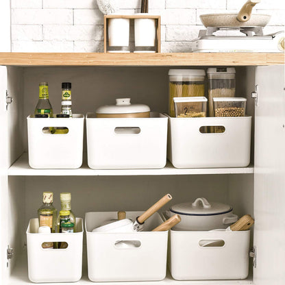 JMYDecor Storage Boxes,Rectangular Box, Set of 3 Plastic Studio Baskets Organiser For Kitchen, Home, Office Bathroom