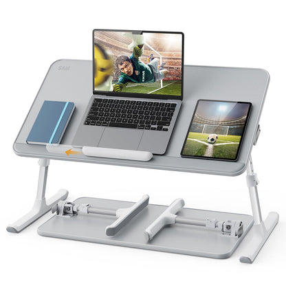 SAIJI Non-Slip Leather Lap Desk Laptop Bed Tray Table, Laptop Stand for Bed