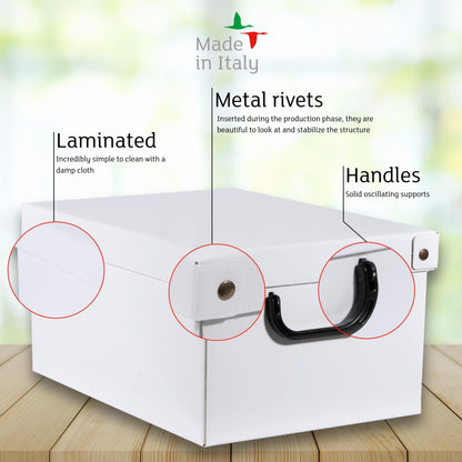 Lavatelli Set of 4 Cardboard Storage Boxes with Lid White 25x35x17.5cm