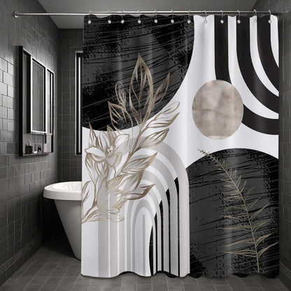 LanZanthic Black and White Shower Curtains for Bathroom Grey Boho Gray Modern Cool Mens Wet Room Shower Curtain with hooks, Mould Proof Resistant