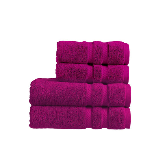 Christy Chroma Purple Towels Set | Set of 4 | 2 Bath 2 Hand | Highly Absorbent Heavyweight 675GSM | Bold and Bright | Soft Smooth Bathroom Shower