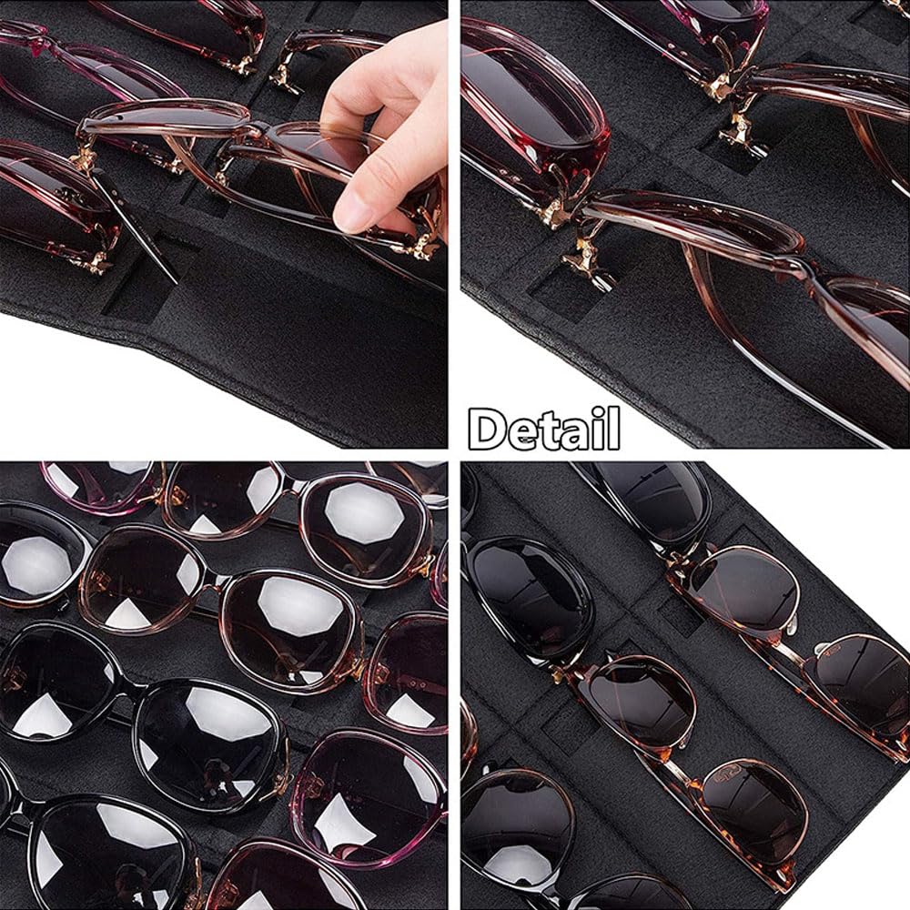 QIUSUIG Multiple Glasses Storage, Hanging Sunglasses Organise, Glasses Storage, 15 Compartments Hanging Sunglasses Organiser, Glasses Holder Wall