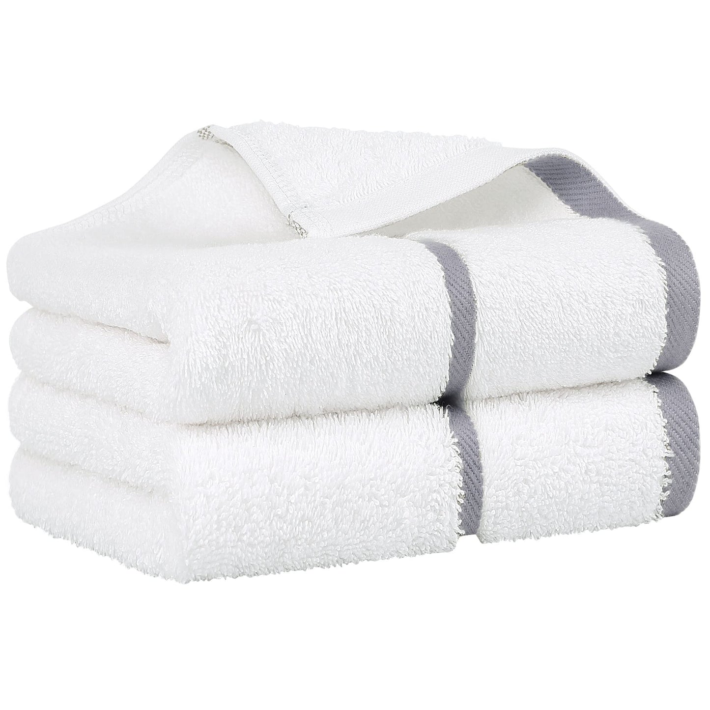 PiccoCasa 2 Pack Luxury Cotton Guest Towels 750 GSM, Soft and Water Absorbent Small Hand Towels for Bathroom - Grey Hand Towel Set for Spa Hotel, 40 x