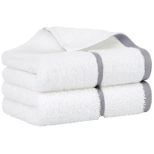 PiccoCasa 2 Pack Luxury Cotton Guest Towels 750 GSM, Soft and Water Absorbent Small Hand Towels for Bathroom - Grey Hand Towel Set for Spa Hotel, 40 x