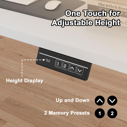 JUMMICO Electric Standing Desk with Monitor Stand, 140x60cm Height Adjustable Desk, Office Table with 2 Memory Smart Pannel,White