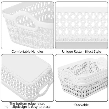 Parlynies Set of 12 Small Storage Tray Baskets, White Desktop Storage Basket Set