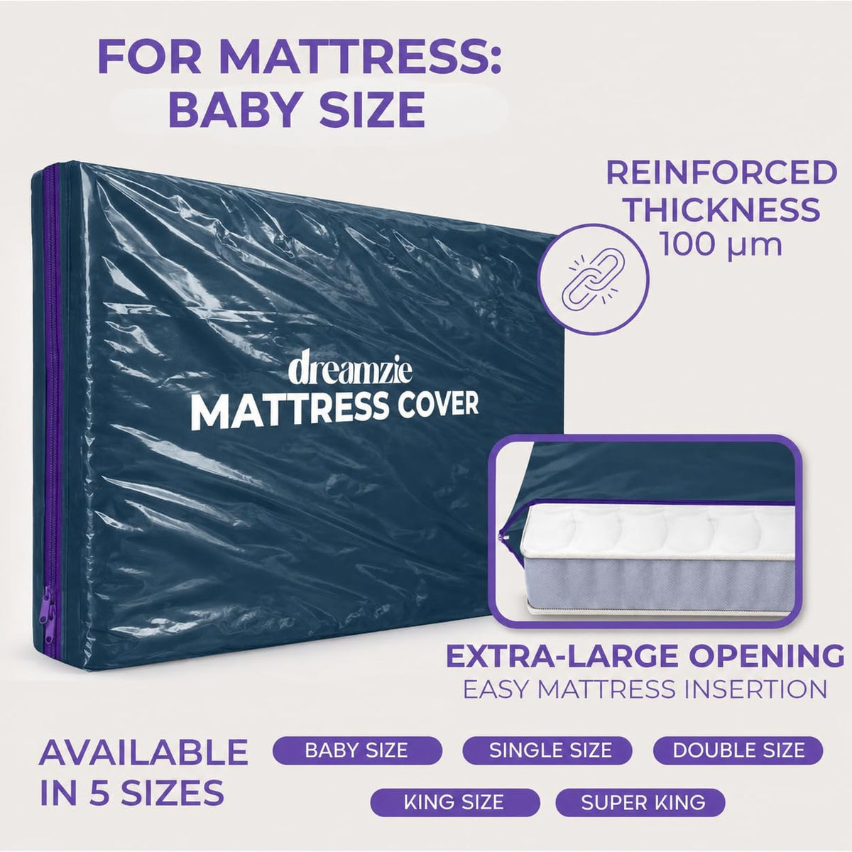 Dreamzie - Baby Mattress Cover for Moving - Mattress Storage Bag - x2