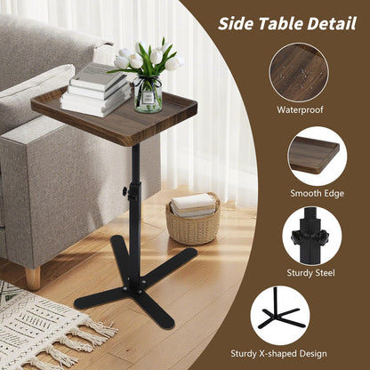 XUDREZ Adjustable X Shaped Side Table with360° Swivel Tabletop, End Table for Living Room Bedroom Sofa Bathtub Bedside Nursing