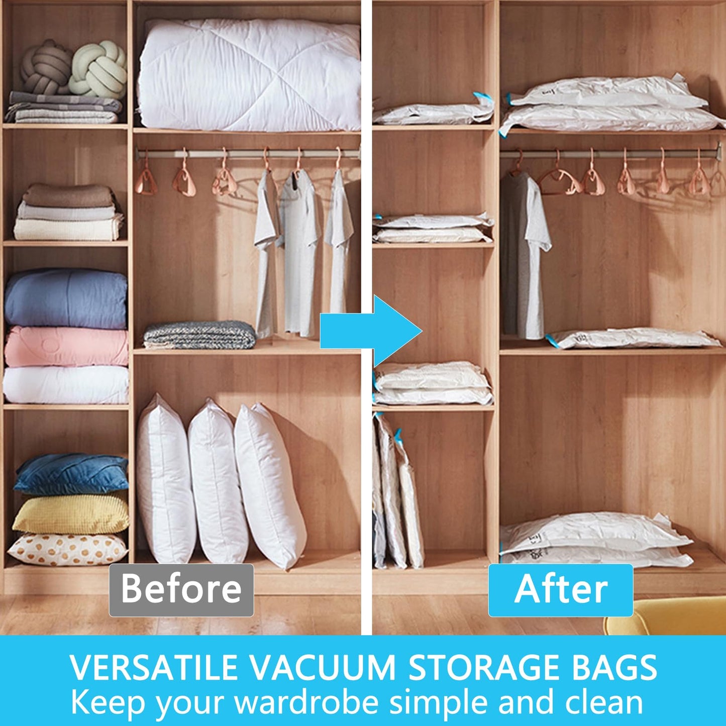 Vacuum Storage Bags - 6 Pack 80X100CM Extra Large Reusable Strong Space Saver Compression Bags