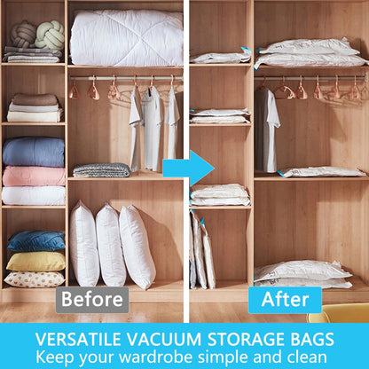 Vacuum Storage Bags - 8 Pack Reusable Strong Space Saver Compression Bags - Vacuum Pack Bags Double Zip Seal Travel Vacuum Storage Bags for Clothes