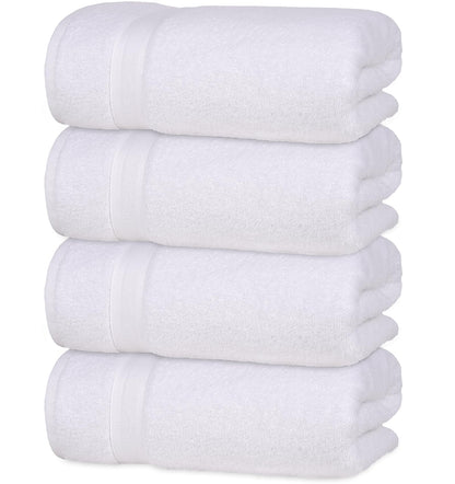 Quick-Dry 4 Pieces White Hand Towels - Highly Absorbent 100% Turkish Cotton - Perfect Lightweight Towel for Bathroom, Kitchen, Guests, Pool, Gym
