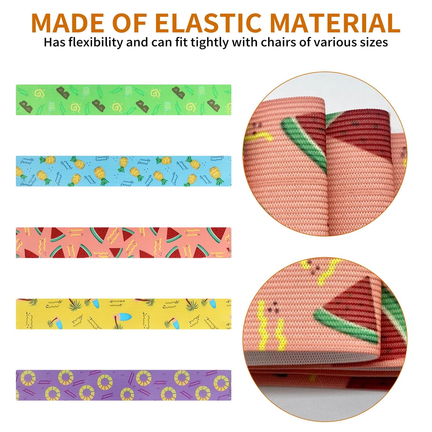 Beach Towel Bands, Beach Towel Bands for Sun Loungers, 5 Styles,30x5cm 5Pcs