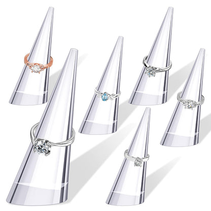 KALIONE 6Pcs Acrylic Ring Holder Ring Display, Transparent Jewelry Display Stand, Acrylic Ring Display Stand Set