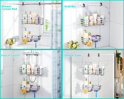HapiRm Hanging Shower Caddy Organiser - 2 Tier Rustproof 304 Shower Storage