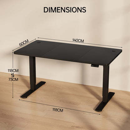 Homall Electric Height Adjustable Desk, Adjustable Height Office Desk with USB Ports, 140x60cm, Home Office with Splice Board, Black