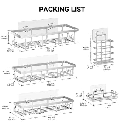 Deyhoc 5 Pack Rustproof Stainless Steel Shower Caddy - Silver