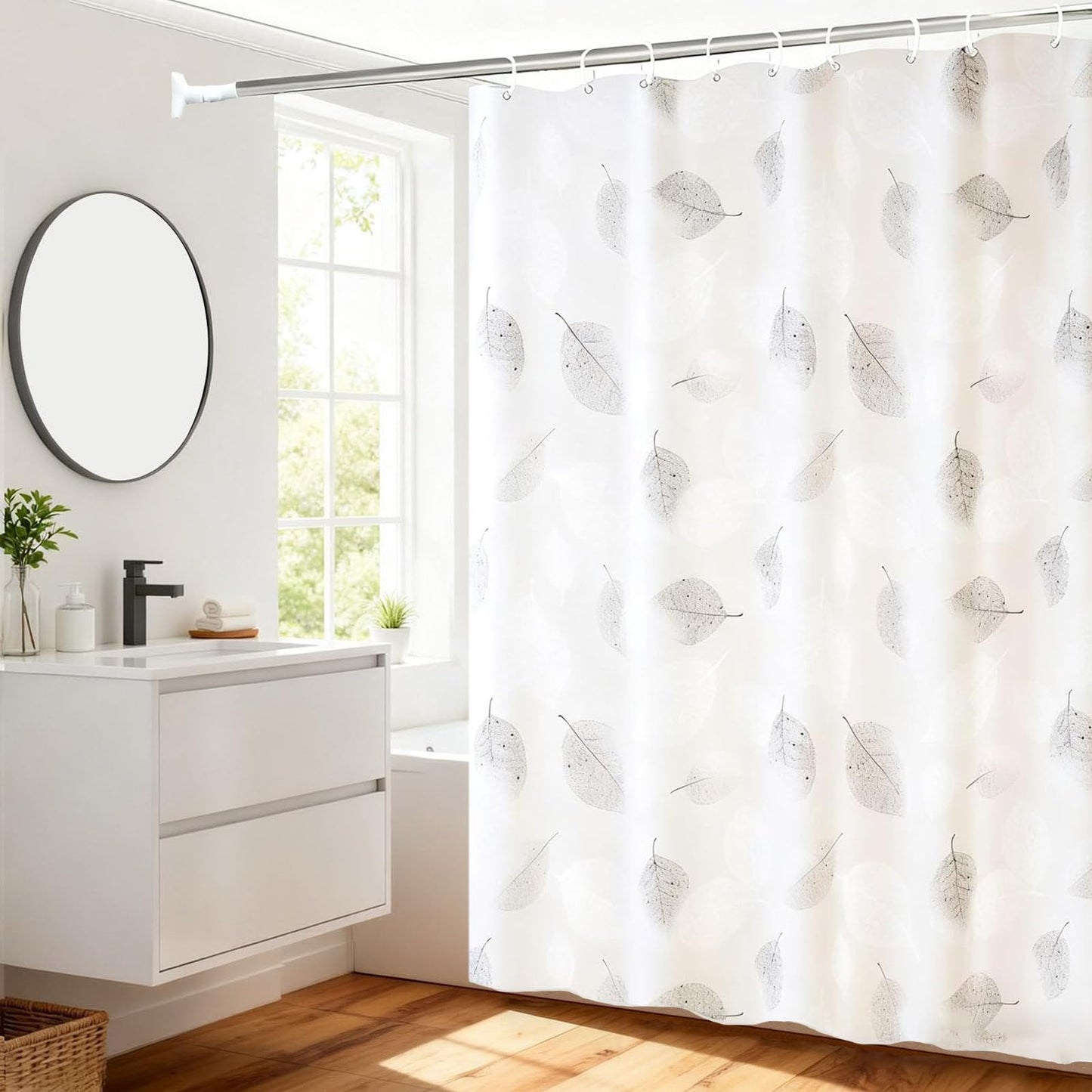 FSTIANXIA Shower Curtain for Bathroom,PEVA Fabric Curtain Bathroom Curtain with Grommets & Hooks,Washable Mould Proof Mildew Resistant