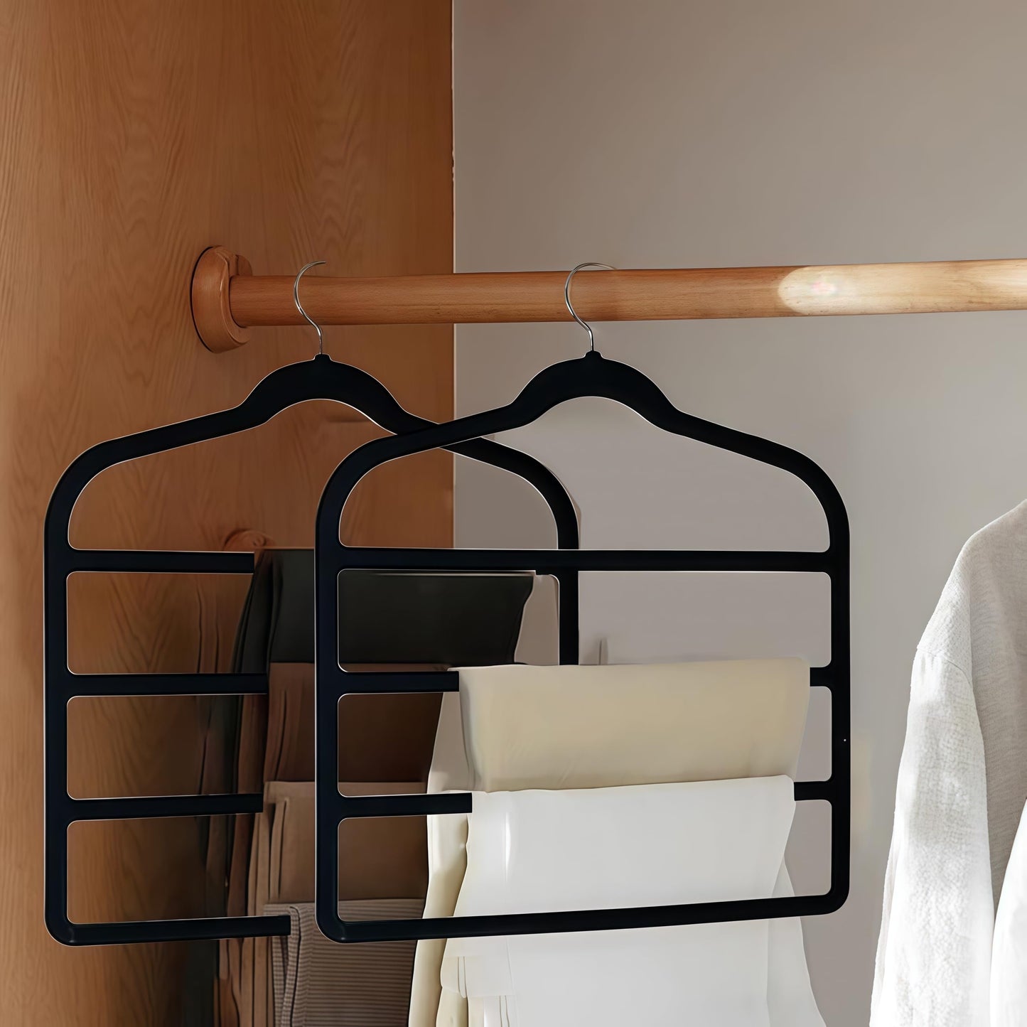 Trouser Hanger Space Saving Clothes Velvet Hanger with 4 Layers Slacks