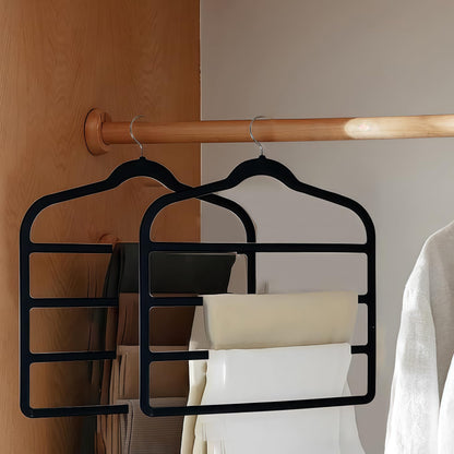 Trouser Hanger Space Saving Clothes Velvet Hanger with 4 Layers Slacks