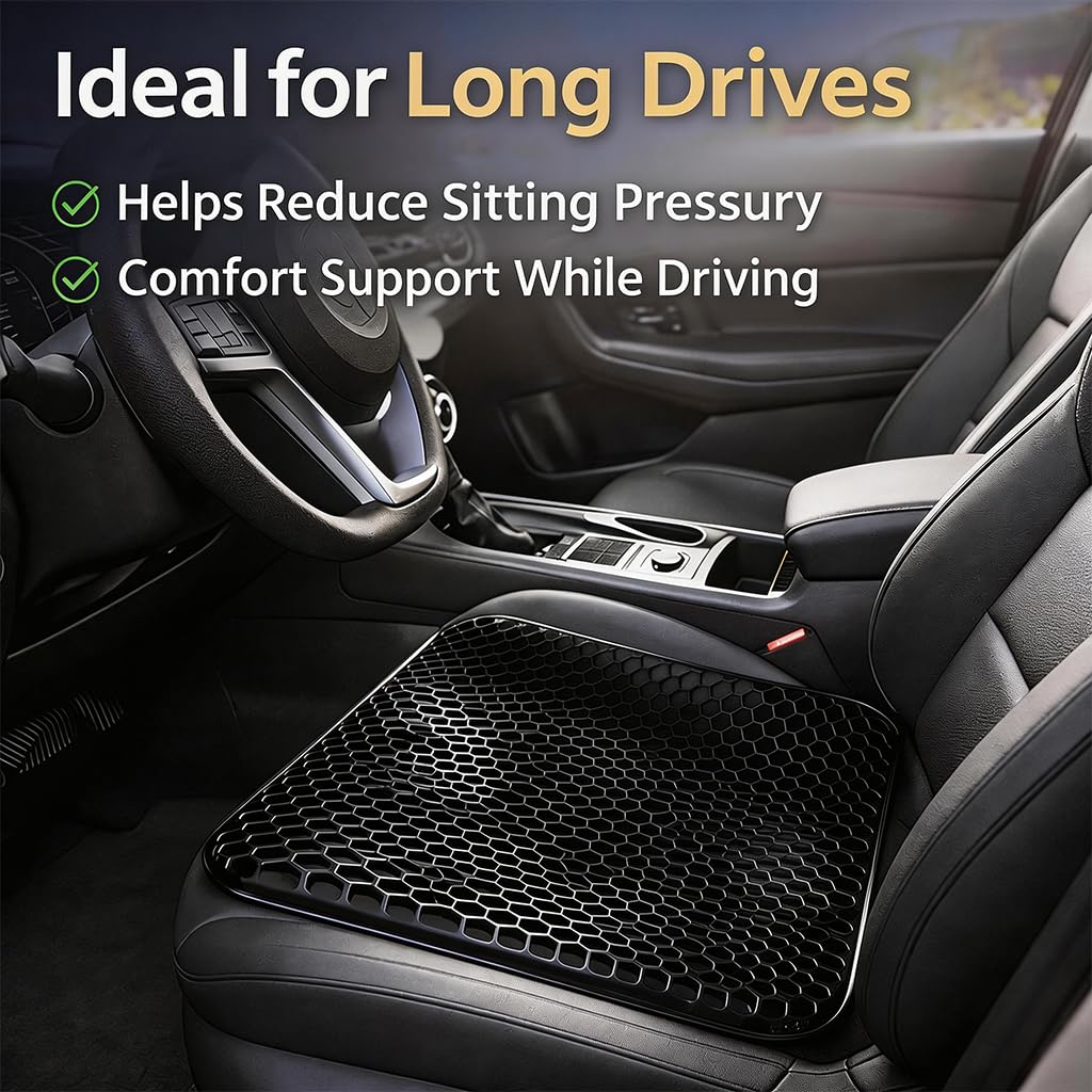 Croerw Small Extra Thick Gel Seat Cushion – Cooling Honeycomb Gel Pad for Sitting Comfort & Pressure Distribution, Support for Office Chair, Car