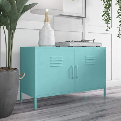 DHP Furniture Cache 2 Door Metal Locker Accent Cabinet Mint