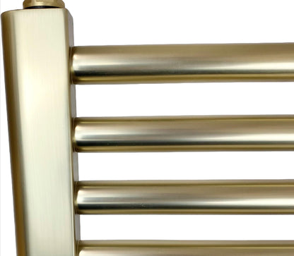Greened House Brushed Brass Electric Towel Rail 300mm W x 800mm H + Timer
