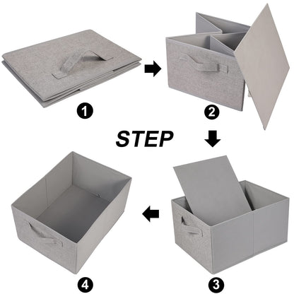 JAKAGO Foldable Wardrobe Fabric Storage Boxes 4 Pack, 39 x 29 x 20 cm