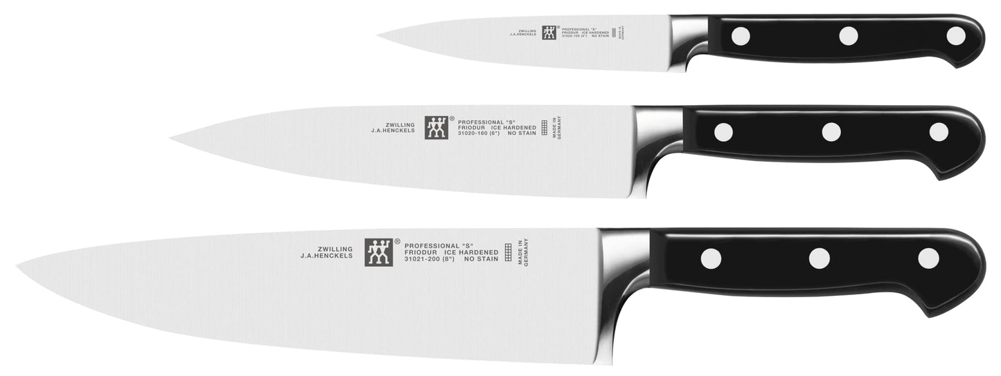 ZWILLING Knife Set, 3 pcs., Paring Knife, Slicing Knife, Chef's Knife, Special stainless steel/plastic handle, Professional S
