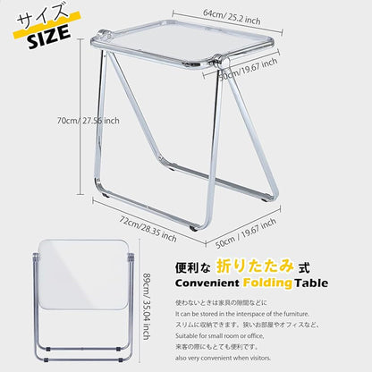 KAIHAOWIN Acrylic Folding Table, Space Saving Small Desk for Home Office, TV Tray, Computer Desk for Small Spaces, No Assembly Required