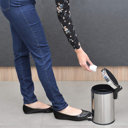 Tramontina 3L Pedal Bin Stainless Steel Bathroom Bin with Lid, 17 cm Diameter x 27 cm Height, 94538103