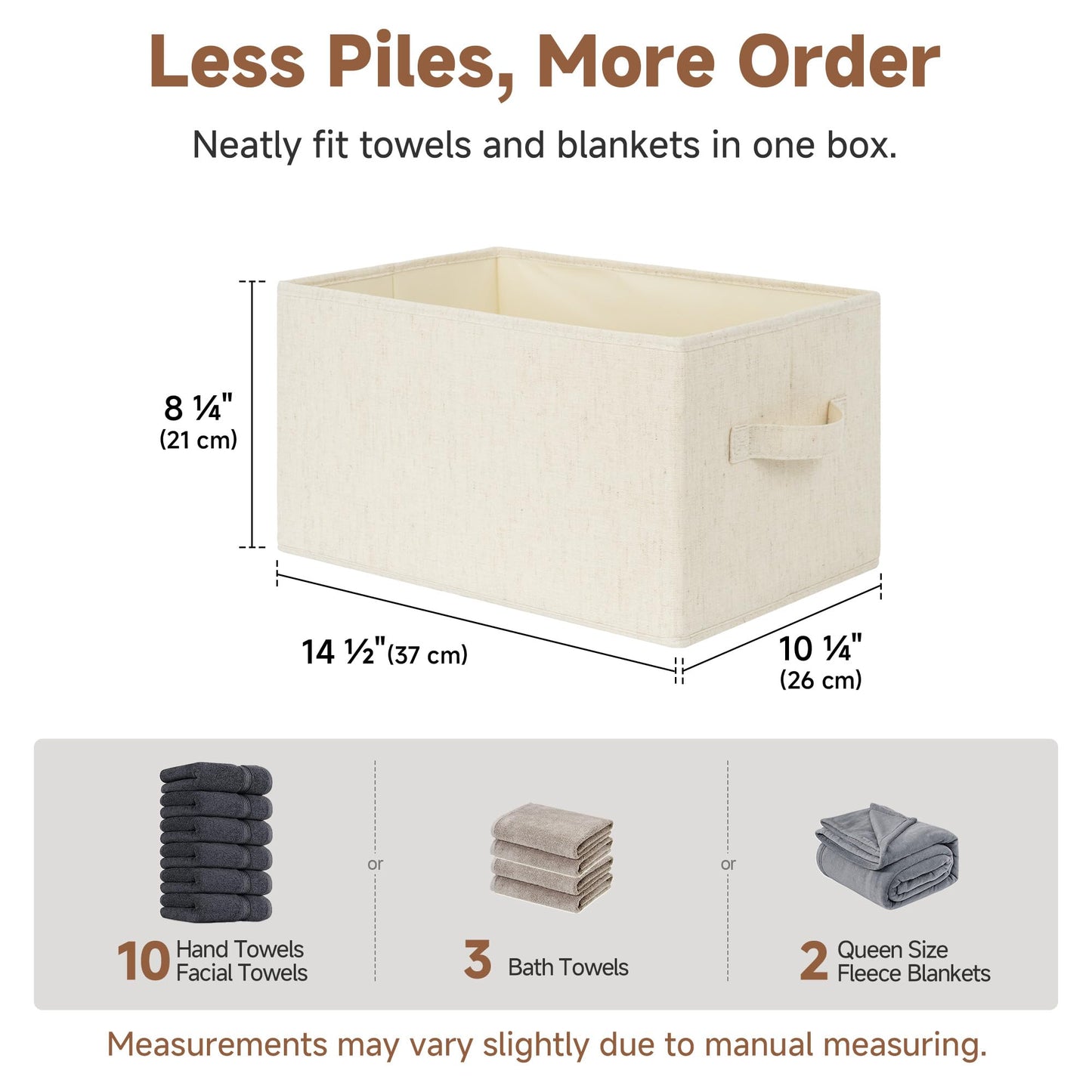 StorageWorks Storage Baskets for Shelves, Foldable Storage Boxes with Handles, Stackable Wardrobe Organiser Boxes