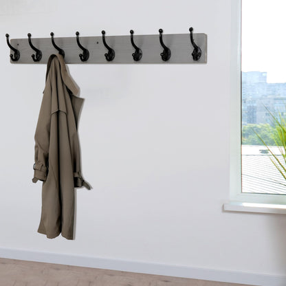 WEBI Rustic Coat Rack Wall Mount Long 8 Cast Iron Coat Hooks Wall Mounted,Heavy Duty Wall Coat Hanger Hooks for Hanging Coats,Clothes,Grey,2 Packs