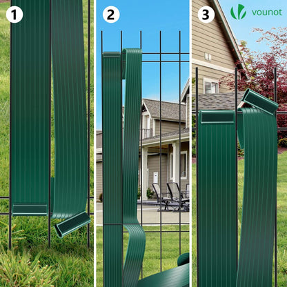VOUNOT? PVC Privacy Strips Garden Privacy Fence Screen 150m x 4.7cm Double Rod Mats with 300 Clips for Deck, Patio, Balcony, Green