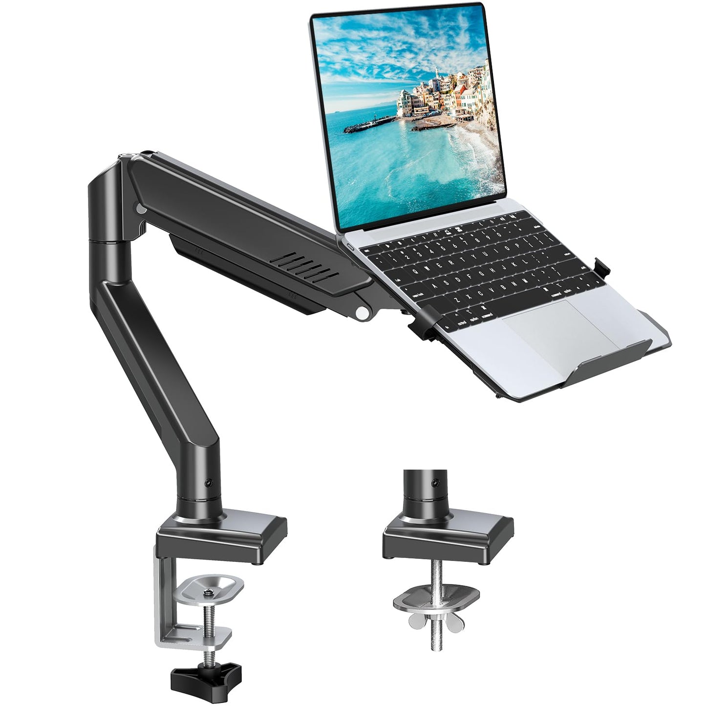 MOUNTUP Laptop Stand for Desk, 2-in-1 Monitor Mount with Laptop Tray