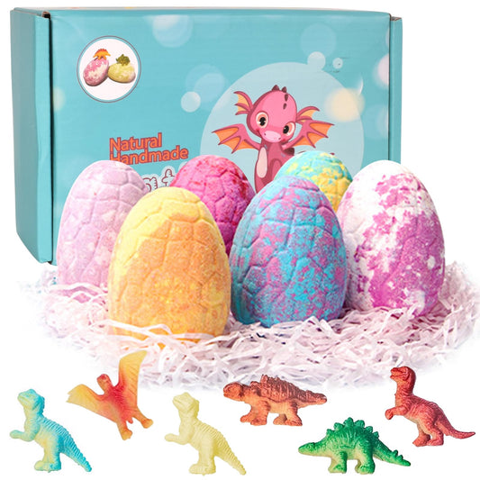 Bath Bombs Christmas Gift Set with Dinosaur Surprise for Kids, 6x120g Bubble Bath Balls Handmade Natural Oil Bubble Bath Bombs, Kids Bath Bombs Spa