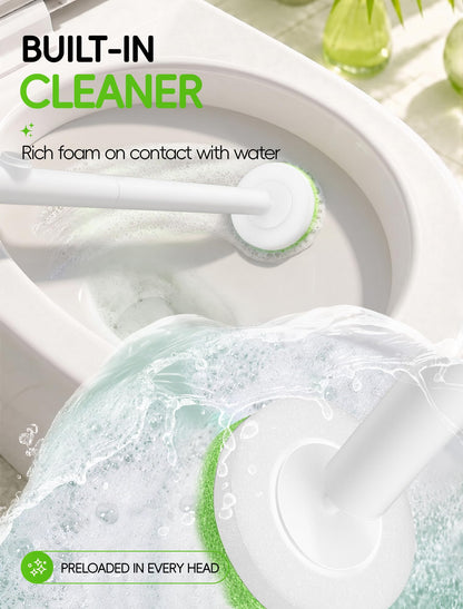 Disposable Toilet Brush Set, Wall-Mounted Toilet Cleaning Wand Kit with 48 Refill Heads, Toilet Bowl Brush and Holder Set, White and Green