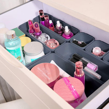 Nuts OT nuts Desk Drawer Organiser Tidy Dividers 24Pcs Makeup Dividers 3 Sizes Plastic Trays for Storage for Dresser Cosmetics Office Stationery